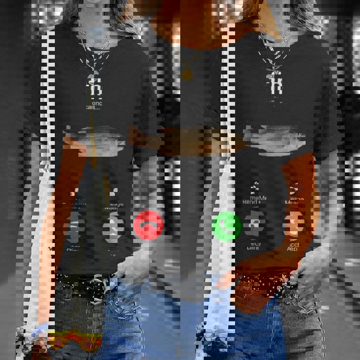 Fih Calling Accept Or Decline 面白い釣りミーム フィッシャーマン Tシャツ 彼女への贈り物