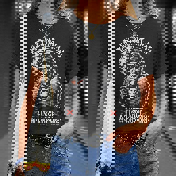 aying I Know Things 皮肉 ギャグ パンゴリラ レディース メンズ 長袖tシャツ Tシャツ 彼女への贈り物