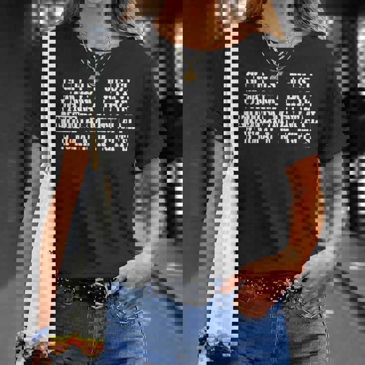 Girls Just Wanna Have 基本的な人権 Tシャツ 彼女への贈り物