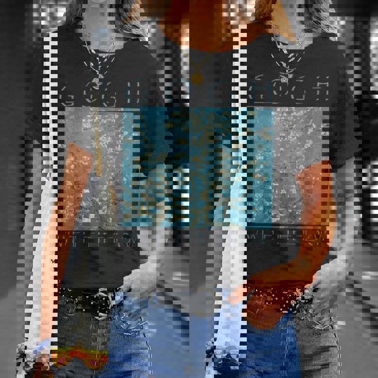 Gogh With The Flow アーモンドブロッサム ヴァン・ゴッホの絵画 Tシャツ 彼女への贈り物