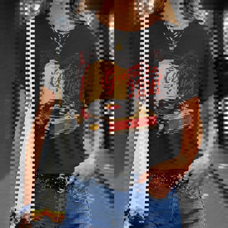 Groove On レトロビニールジャム、レトロビニールレコード Tシャツ 彼女への贈り物