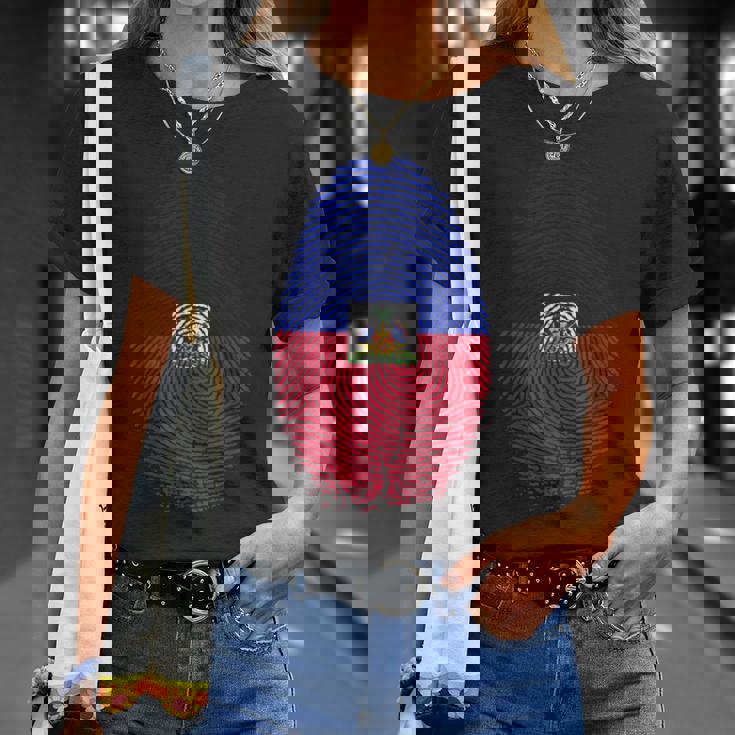 Haiti Flag Fingerprint Haitian For Haitians Tシャツ 彼女への贈り物