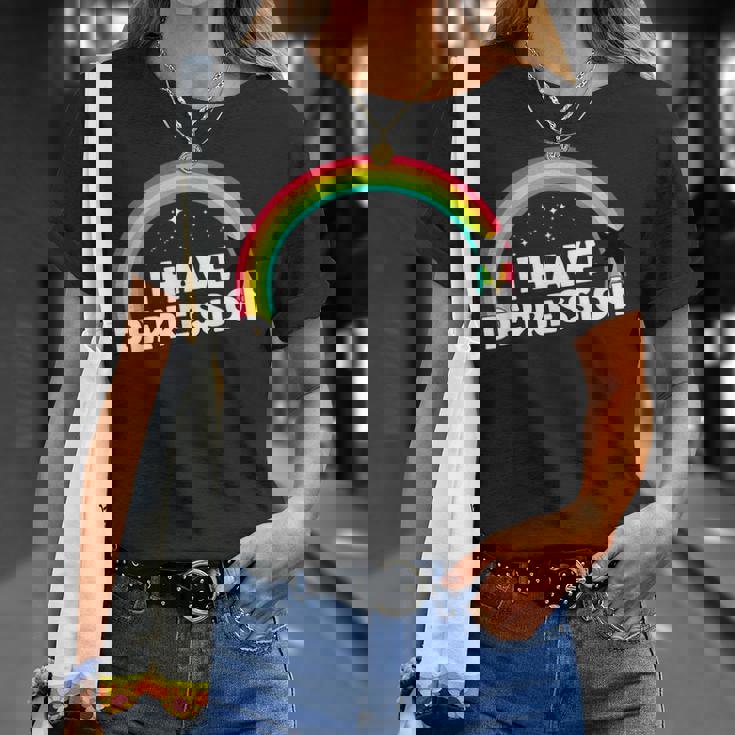 I Have Depression 面白いメンタルヘルスリマインダーギフト Tシャツ 彼女への贈り物