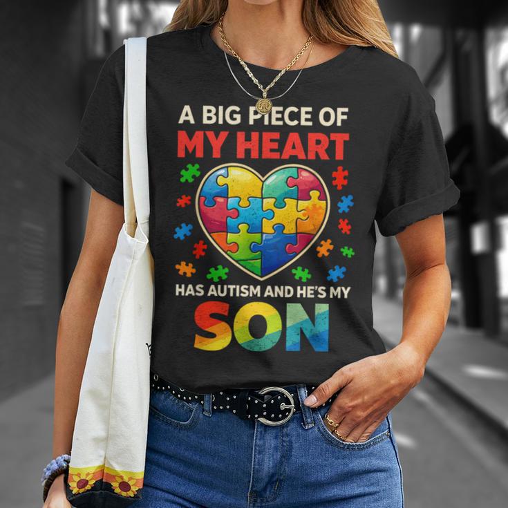 My Heart Has Autism Proud Autism Parent Dad Mom Autism Son T-Shirt Gifts for Her