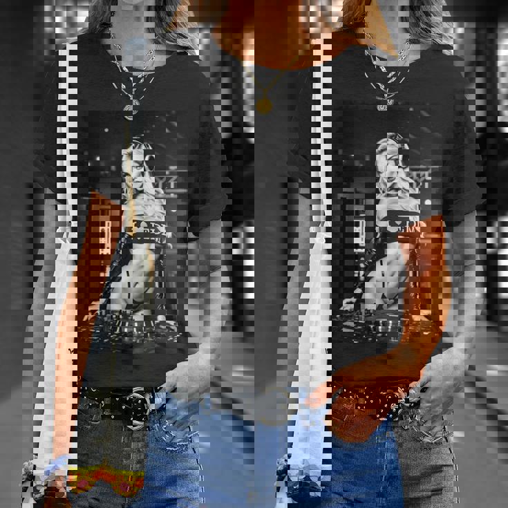 Hot Girl Edm シャツ メンズ セクシー ブロンド Dj レイブ B&W 長袖tシャツ Tシャツ 彼女への贈り物