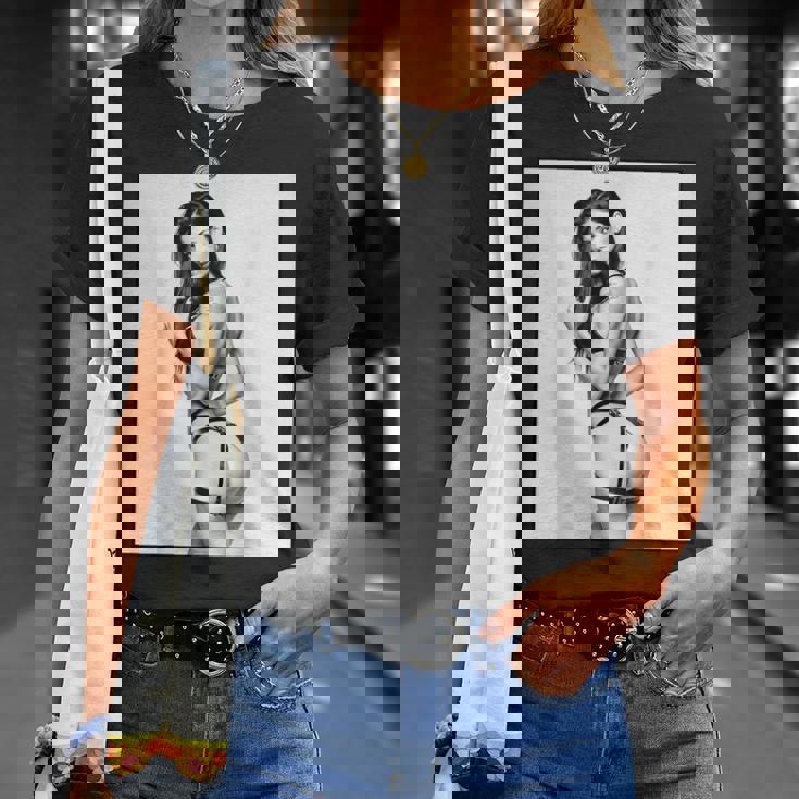 Hot Girl On 男性用 セクシー ブルネット ピンナップガール B&W Tシャツ 彼女への贈り物