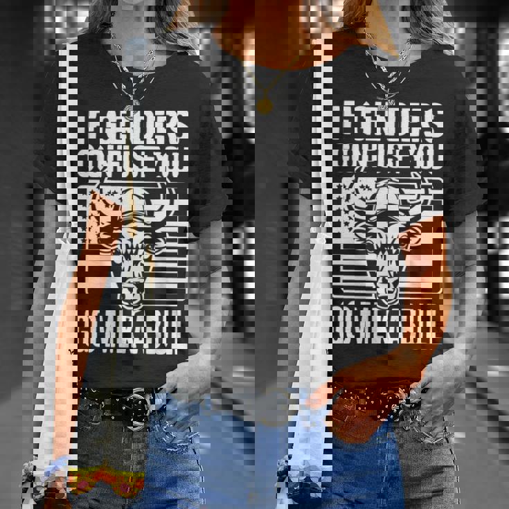 If Genders Confuse You Go Milk A Bull Usa 国旗 アメリカ 長袖tシャツ Tシャツ 彼女への贈り物