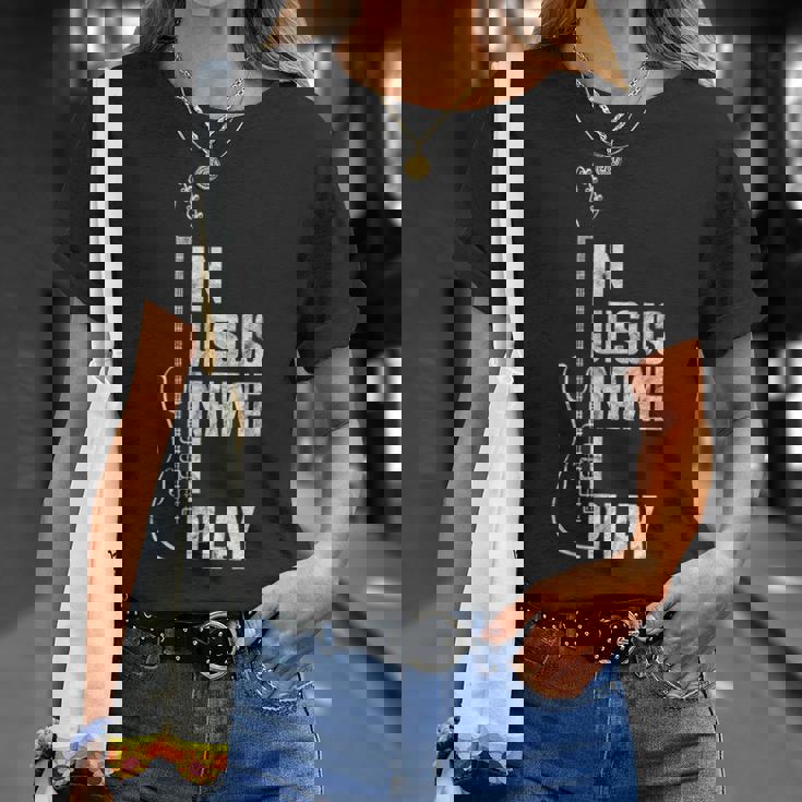 In Jesus Name I Play ギター クリスチャン ギタープレーヤー Tシャツ 彼女への贈り物