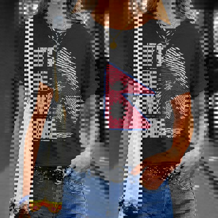It's In My Dna ネパール ネパール国旗 指紋 Tシャツ 彼女への贈り物