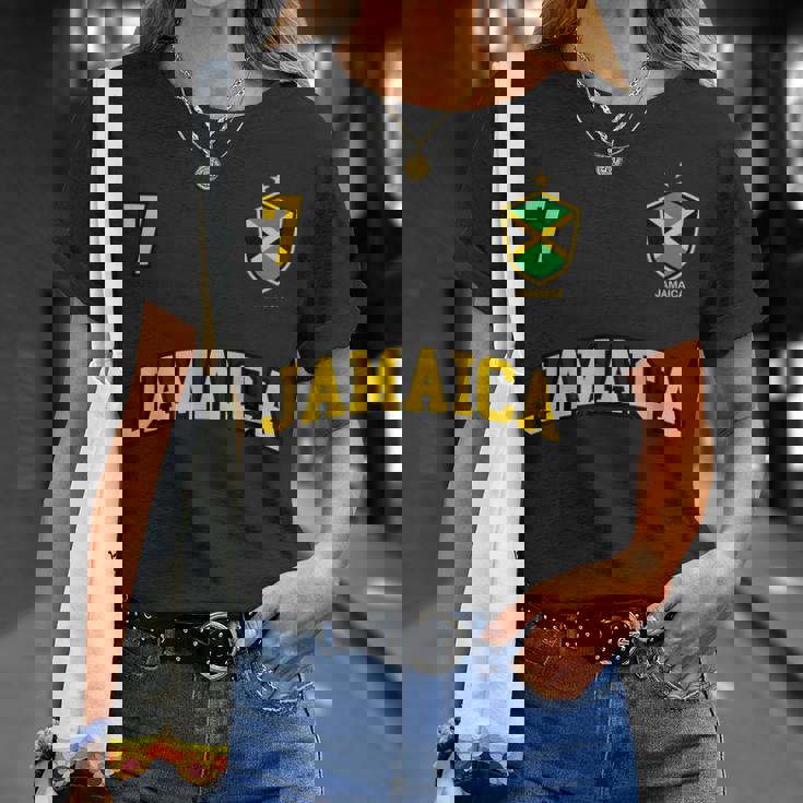 Jamaica チームサッカー ジャマイカ Number 7Occer Tシャツ 彼女への贈り物