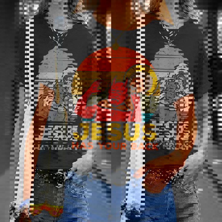 Jesus Has Your Back Jiu Jitsu レトロ クリスチャン メンズ レディース キッズ Tシャツ 彼女への贈り物