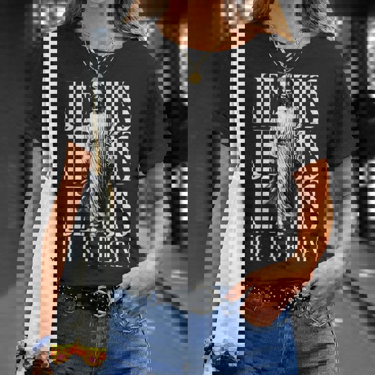 Jesus He Is Risen クリスチャン 復活 救世主 信仰 イースター Tシャツ 彼女への贈り物