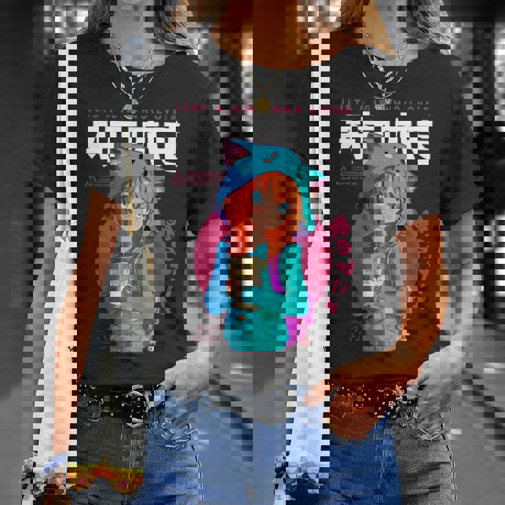 Just A Girl Loves アニメ ラーメン スケッチ オタク少女アニメ 長袖tシャツ Tシャツ 彼女への贈り物