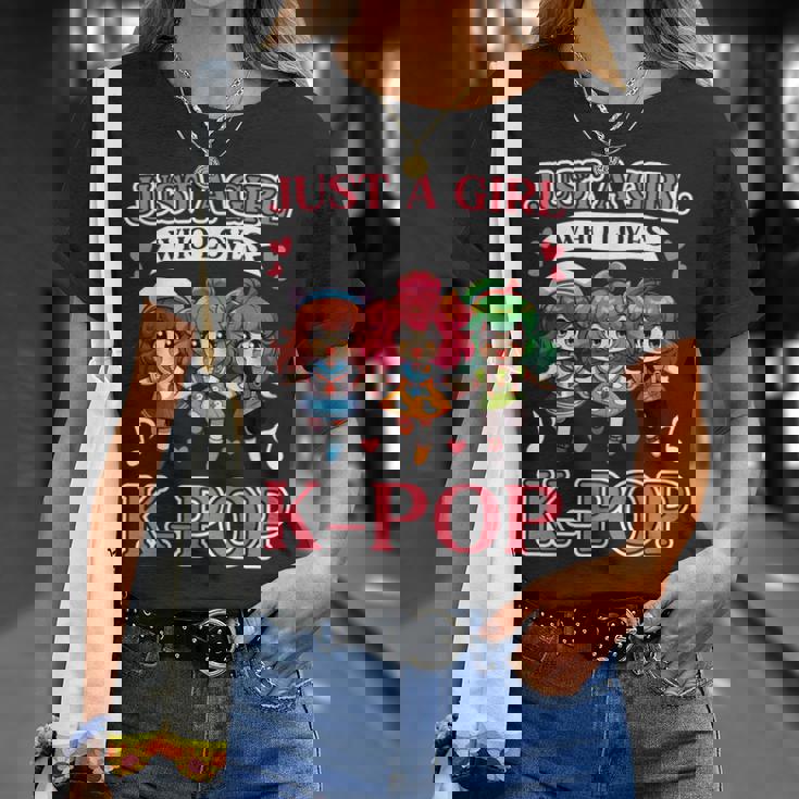 Just A Girl Who Loves K-Pop Fan Korean Music Finger Heart T-Shirt Gifts for Her