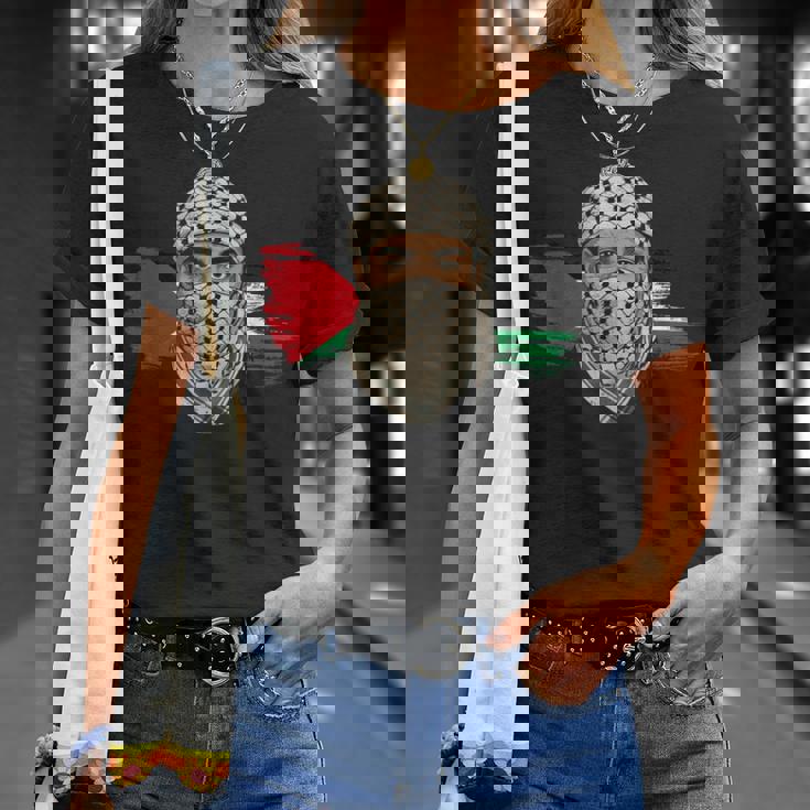 Keffiyehスカーフのパレスチナの若い男 パレスチナサポーター Tシャツ 彼女への贈り物