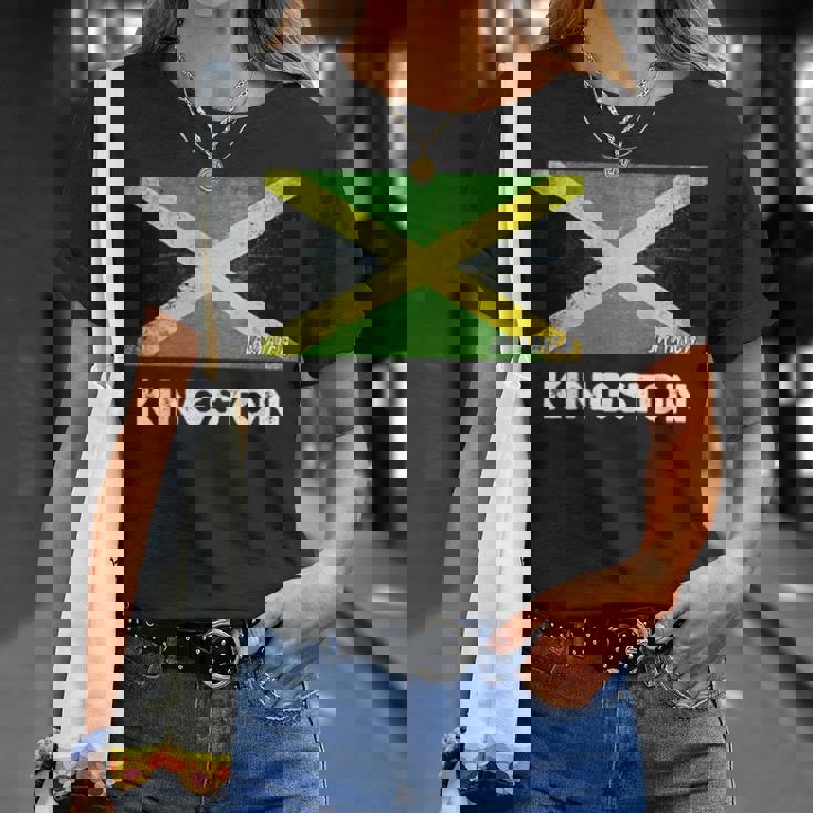 Kingston Jamaica Flag Jersey Tシャツ 彼女への贈り物