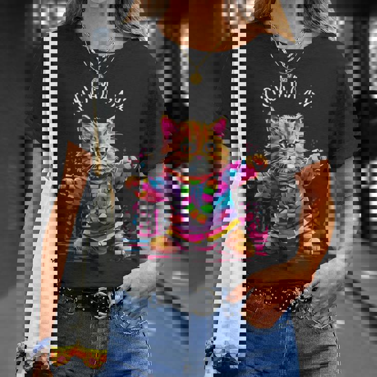 Koaya アリゾナ 踊る猫 カラフル かわいい キティ デザイン 長袖tシャツ Tシャツ 彼女への贈り物