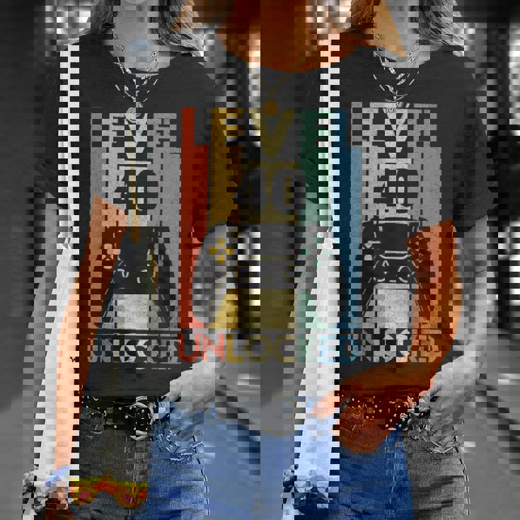 Level 40 Unlocked ideo Gamer 40Th Birthday Tシャツ 彼女への贈り物