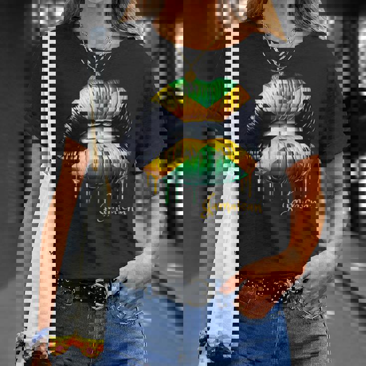 Lips Jamaican Flag Jamaica Love Travelacation Tシャツ 彼女への贈り物