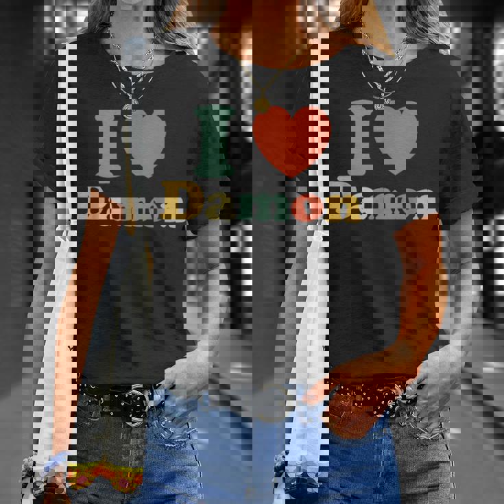 I Love Damon I Heart Damon レッド ハート バレンタイン Tシャツ 彼女への贈り物