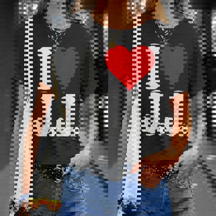 I Love Heart JJ Jj J J イニシャル Tシャツ 彼女への贈り物