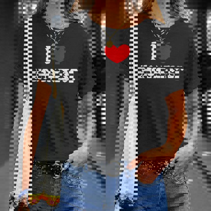 I Love Honest 私は愛する Honest Tシャツ 彼女への贈り物