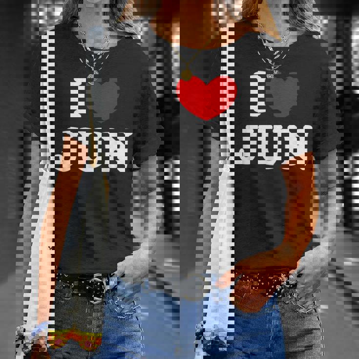 I Love Jun 私は愛する Jun Tシャツ 彼女への贈り物