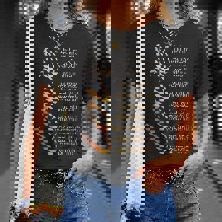 Love The Lord With All Your Heart 聖書の言葉 Tシャツ 彼女への贈り物