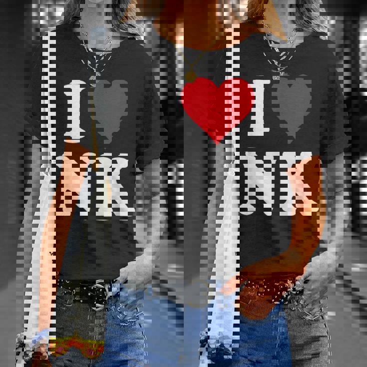 I Love Nk Initials I Heart NK First Last Name N K Tシャツ 彼女への贈り物