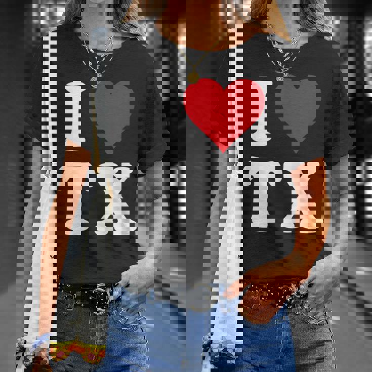 I Love Tx Initials I Heart TX First Last NameX Tシャツ 彼女への贈り物