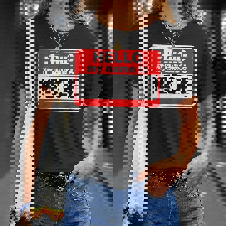 Meche Hello Hi My Name Is ネームオン カスタム Tシャツ 彼女への贈り物