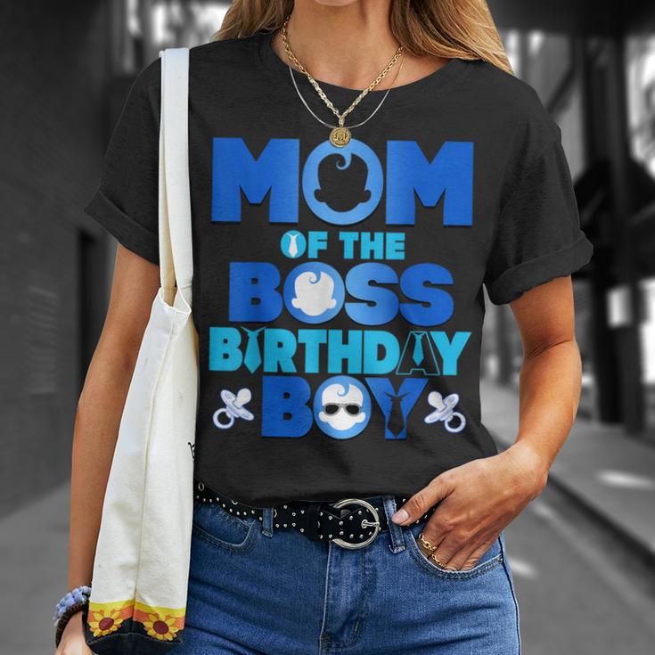 Mom Of The Boss Birthday Boy Baby Family Party Decoration T-Shirt Gifts for Her