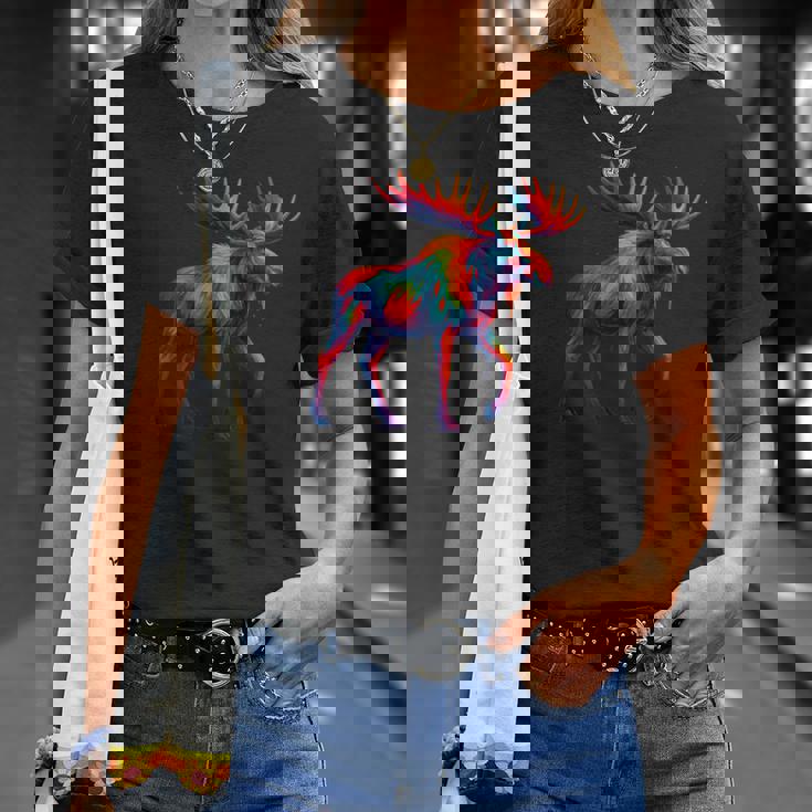 Moose Paint Drip Zoo Favorite Animal Alaska Canada T-Shirt Gifts for Her