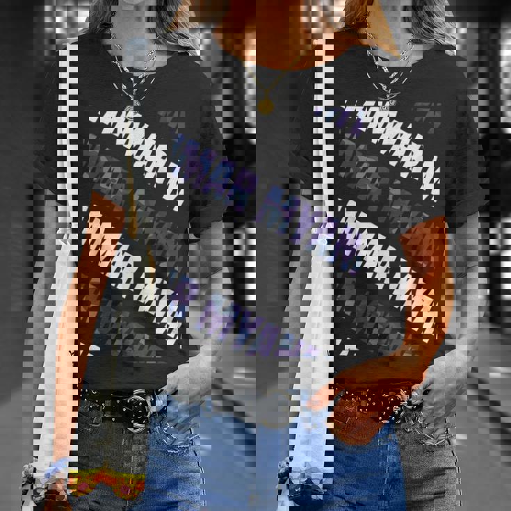 Myanmarカモ柄パープルカモフラージュ Tシャツ 彼女への贈り物