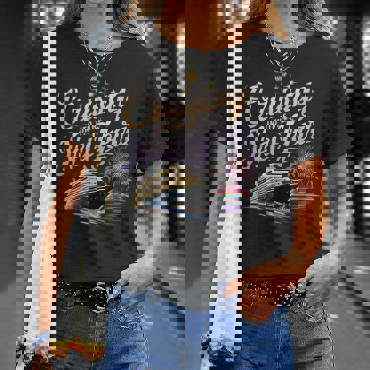 New Year 2026 Cruise Party Celebrations -Adults Black Small Short Sleeve Crew Collar Straight Fit Polyester 100 Unique New Year's Eve Cruise T-Shirt Gifts for Her