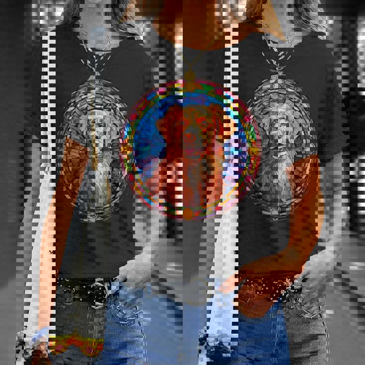 Novacotia Duck Tolling Retriever Toller Dog ステンドグラス Tシャツ 彼女への贈り物