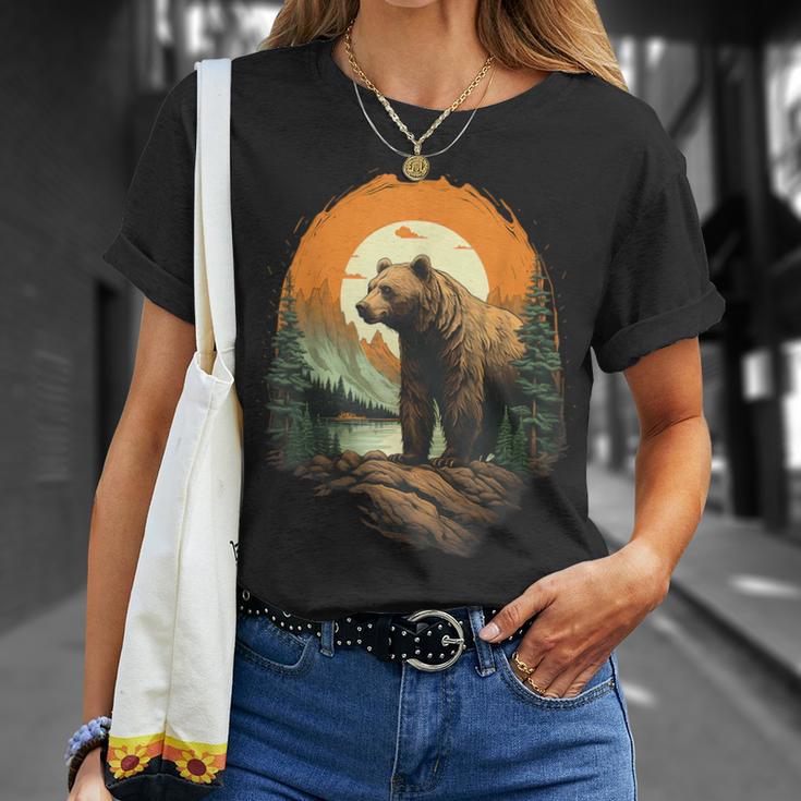 Oso Colorido Paisaje Bosqueidailvestre Animales Amantes Camiseta unisex Regalos para ella