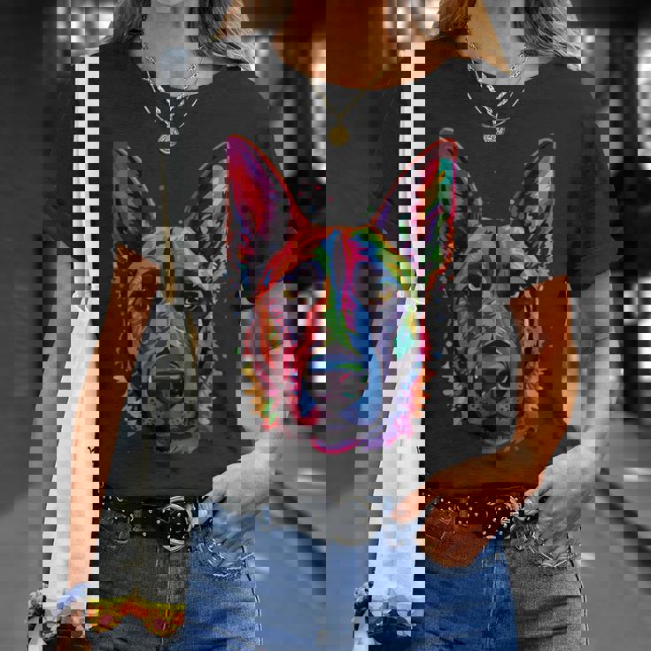 Pastor Belga Malinois Colorido Maligator Camiseta unisex Regalos para ella