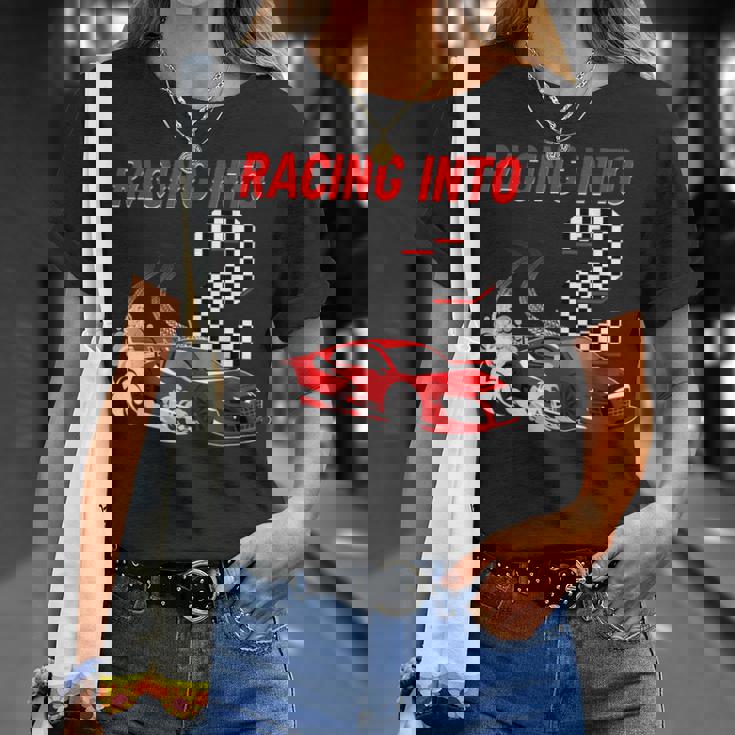 Racing Into 2Nd Birthday レースカー 2歳 幼児 男の子 Tシャツ 彼女への贈り物