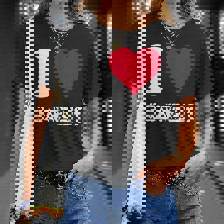 Red Heart I Love Hawai'i Tシャツ 彼女への贈り物