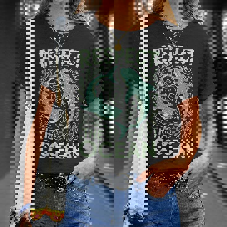 Respect The Ocean Marine Biology Shark Whale Conservation T-Shirt Gifts for Her Respect The Ocean Marine Biology Shark Whale Conservation T-Shirt Gifts for Her