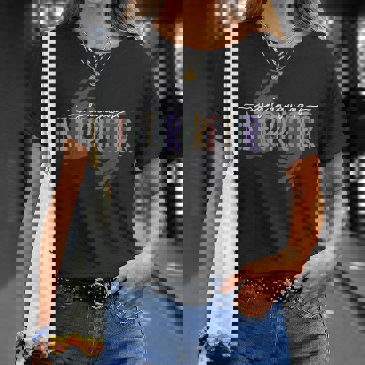 Retro Asl American Sign Language Interpreter Asl Teacher T-Shirt Gifts for Her