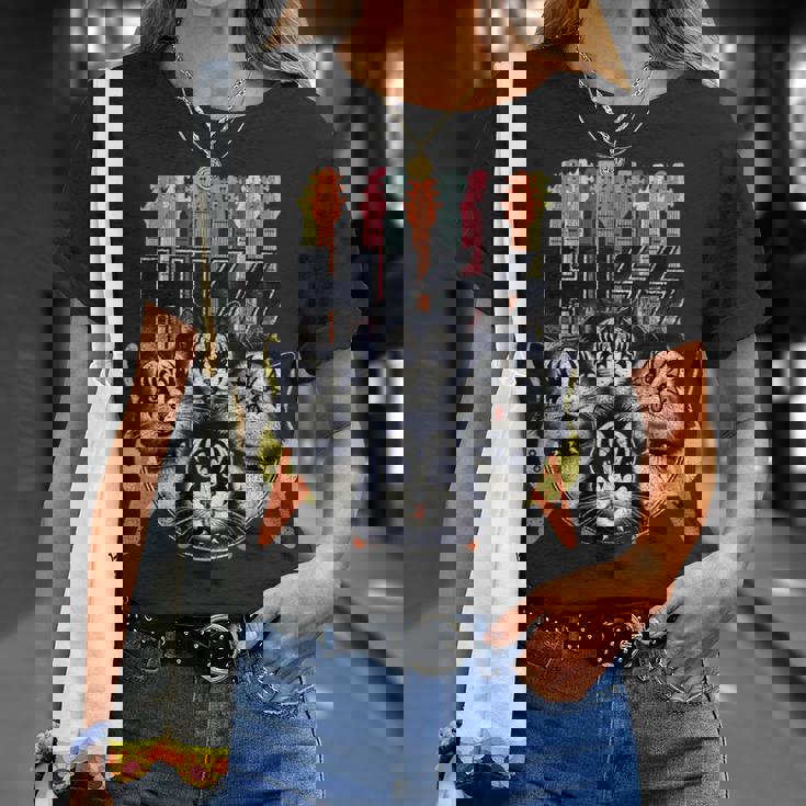 Hiss Cats 子猫 パロディ ロック ロッキン ヴィンテージ レトロ 猫 Tシャツ 彼女への贈り物