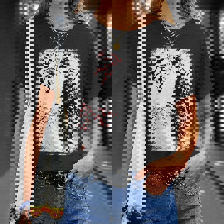 Samurai Giraffe Ninja Budo Japan Worrior Cherry Blosson Tシャツ 彼女への贈り物