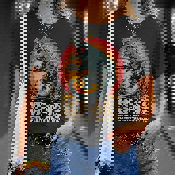 Scp-682 破壊しづらい爬虫類モンスターcpファンデーション Tシャツ 彼女への贈り物