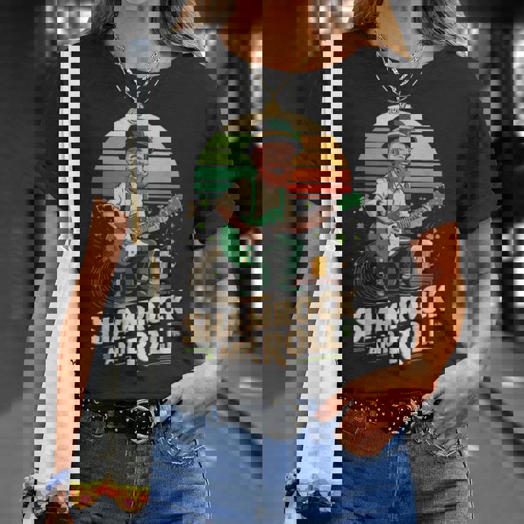 Shamrock And Roll Leprechaun Guitar T-Shirt Gifts for Her