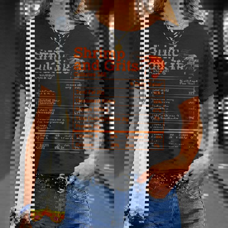Shrimp And Grits Nutrition Facts Label Calories Protein Food Tシャツ 彼女への贈り物