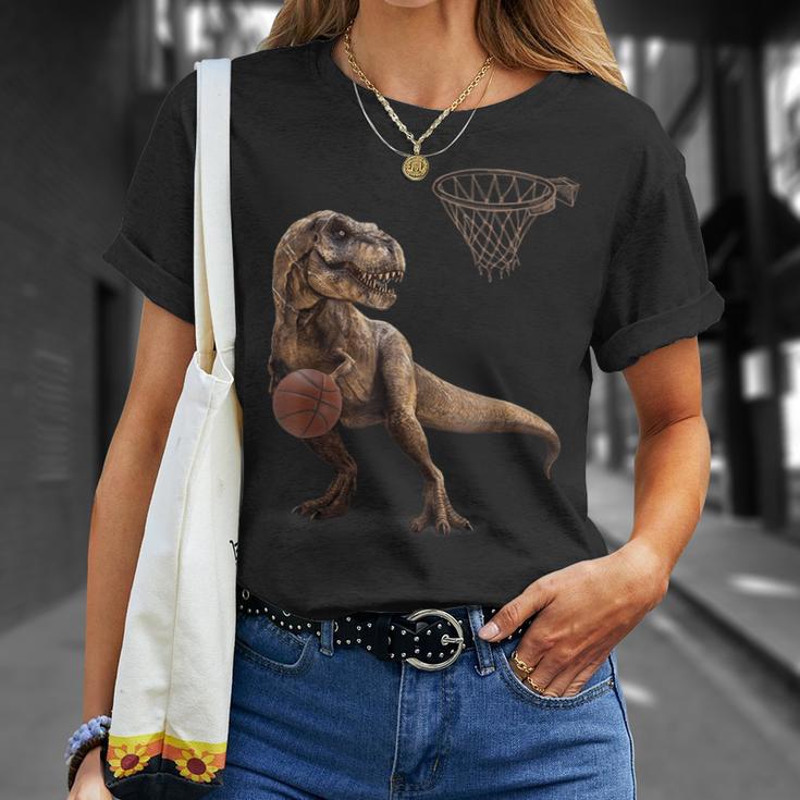 T Rex 恐竜 バスケットボール 面白い恐竜フープ Tシャツ 彼女への贈り物