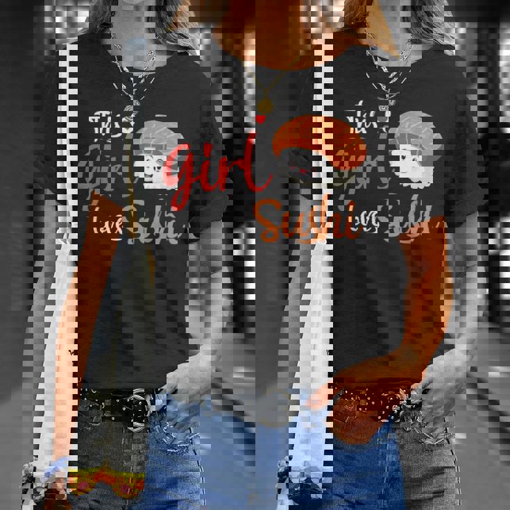 This Girl Lovesushi かわいい フェミニン 食べ物 引用アート Tシャツ 彼女への贈り物