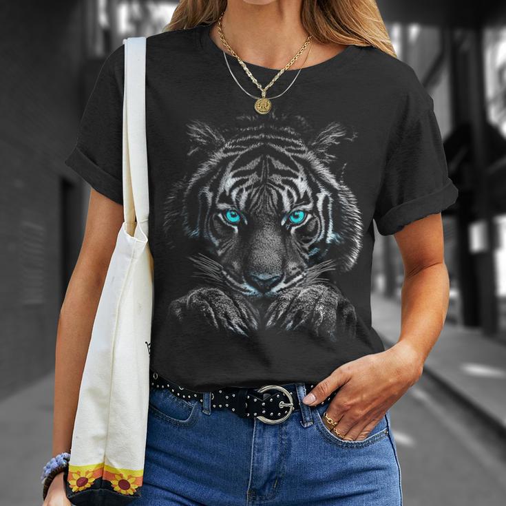 Tigerporträt Tierliebhaber-Grafik Mit Blauen Augen Motiv Tiger T-Shirt Geschenke für Sie